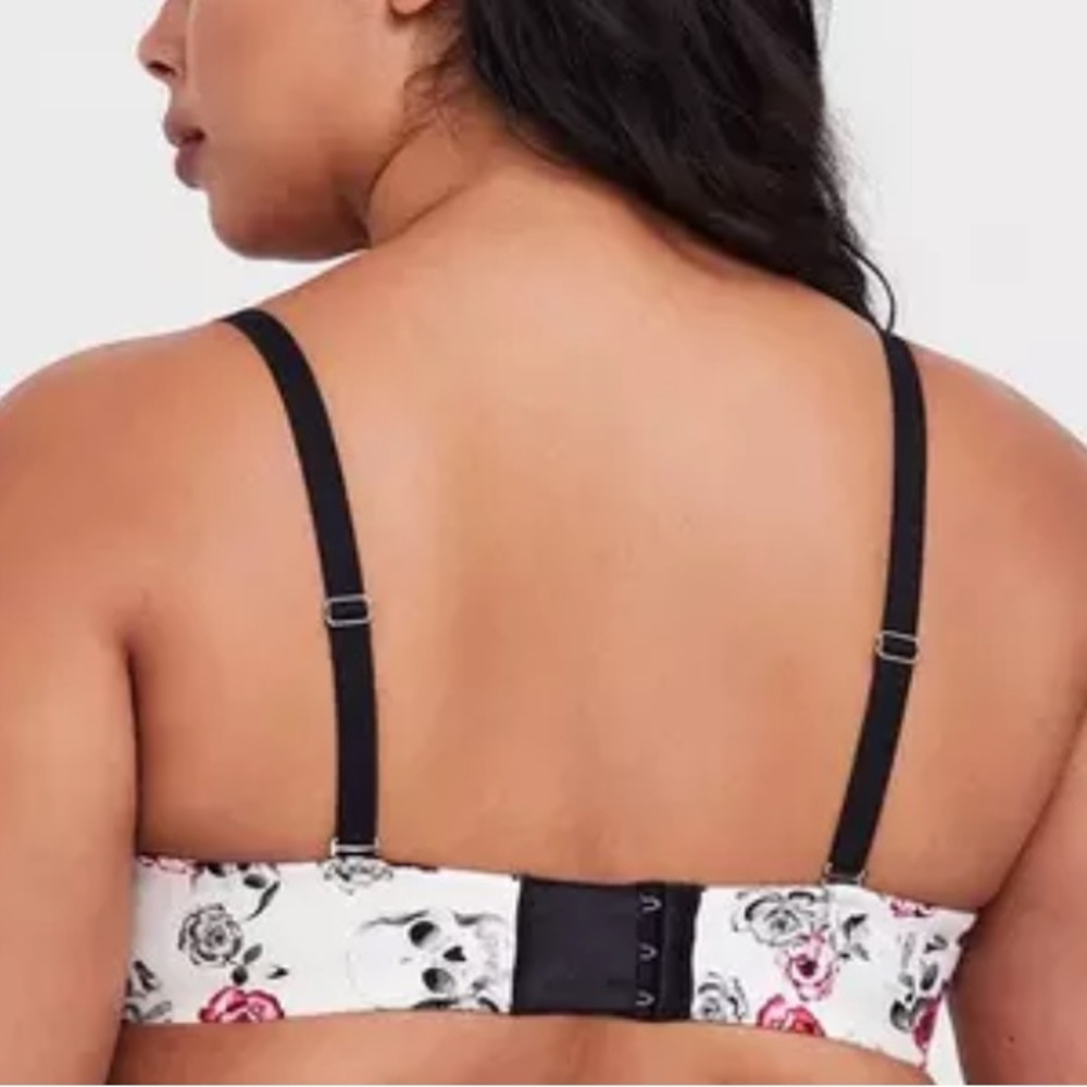 Torrid Curve Body™ white Skull red rose Floral Demi Bra white rockabilly 46DD - Picture 4 of 11